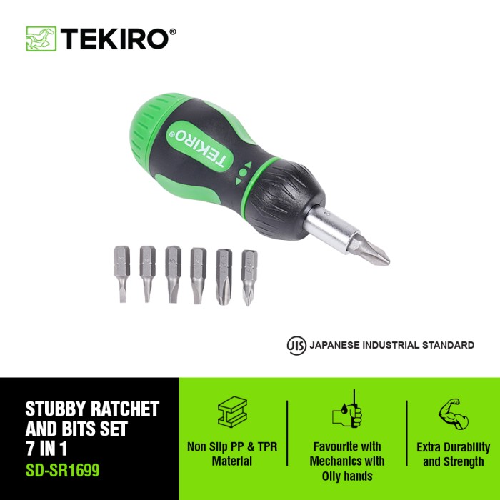 TEKIRO OBENG RATCHET SET 7 IN 1 STUBBY /OBENG CEBOL RATCHET SET 7IN1