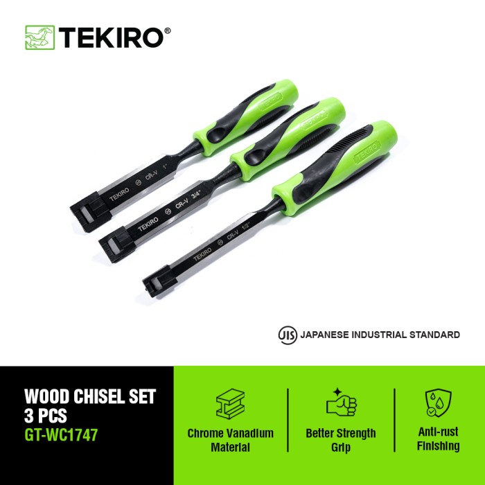 TEKIRO WOOD CHISEL - PAHAT KAYU - PAHAT SET 3 PCS