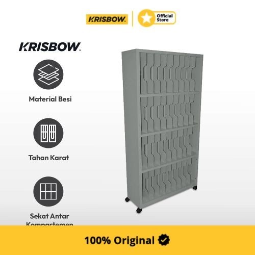 Krisbow 31.2X92X176 cm Lemari Arsip Kantor Metal Dengan Divider