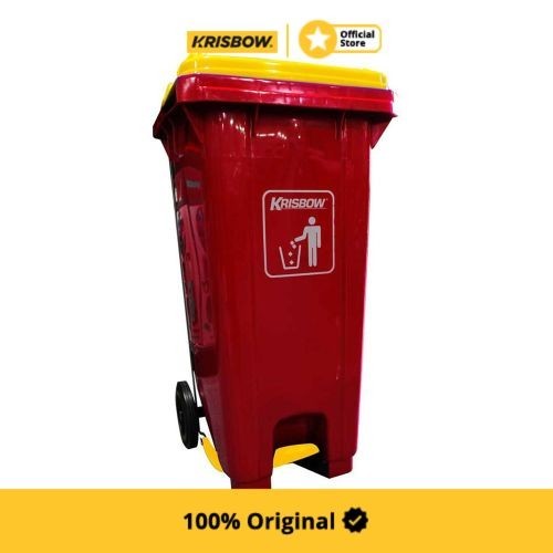 Krisbow Dust Bin Tempat Sampah Plastik Outdoor 120 Ltr - Merah