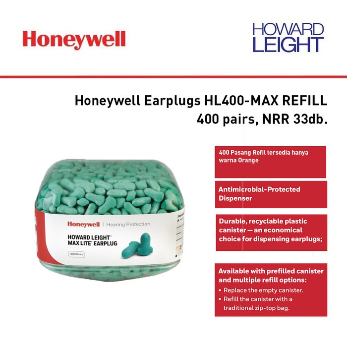 Honeywell Earplugs HL400-MAX REFILL NRR 33db (isi 400 pairs)