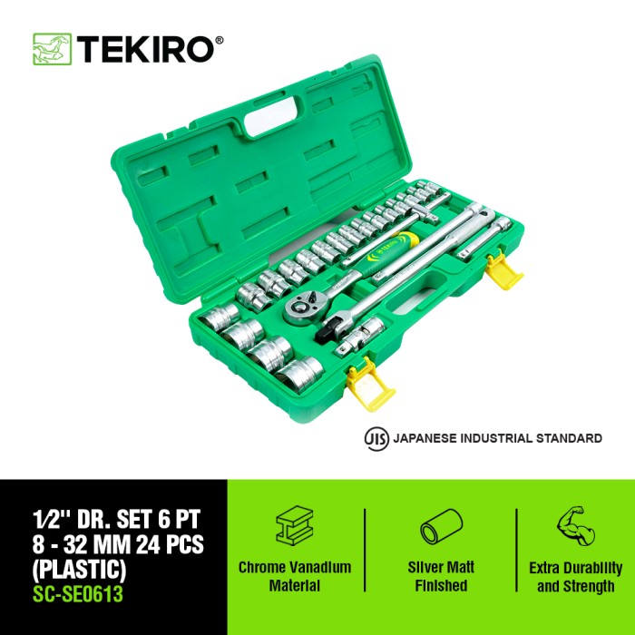 TEKIRO 1/2 INCH SET 6 PT 8 - 32 MM PLASTIK 24 PCS / KUNCI SOCK SET