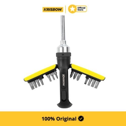 Krisbow Ratchet Screwdriver Set Obeng Lepas Pasang 14 Pcs