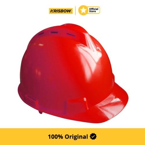 krisbow brim vented helm keselamatan kerja hdpe - merah