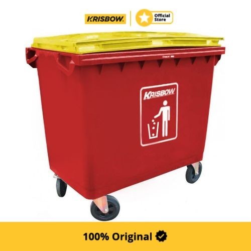 Krisbow Dust Bin Tempat Sampah Plastik 660 Ltr - Merah
