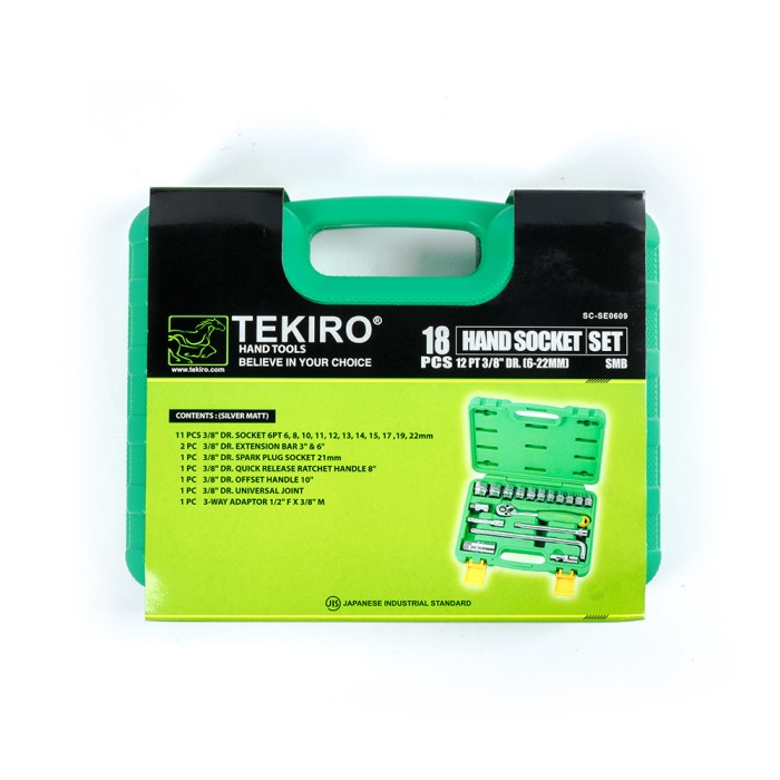 TEKIRO 3/8" DR. SET 12 PT 6 - 22 MM (TB PLASTIK) (SM) 18 PCS