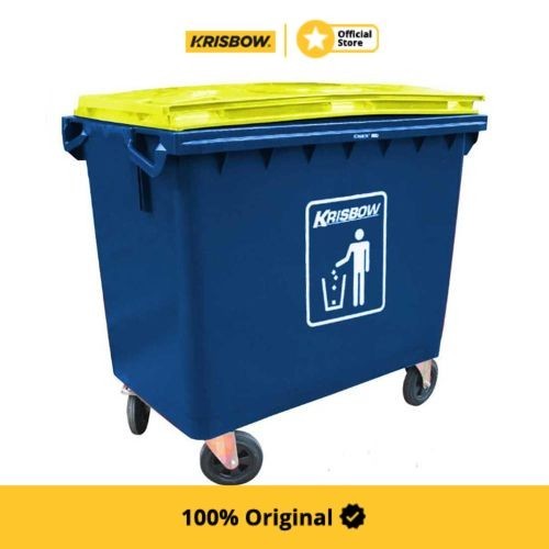 Krisbow Dust Bin Tempat Sampah 660 Ltr - Biru/Kuning