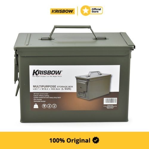 Krisbow Storage Box Army Kotak Besi 22.9 X 18.4 X 32.7 Cm