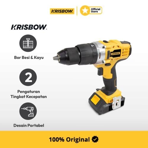 Krisbow Impact Drill Mesin Bor Listrik Cordless 18V Li-Ion