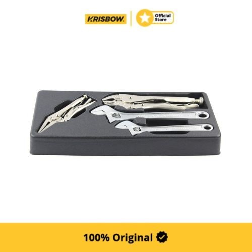 Krisbow Set Plier & Adjustable Wrench Tang Kunci Ing 4 Pcs