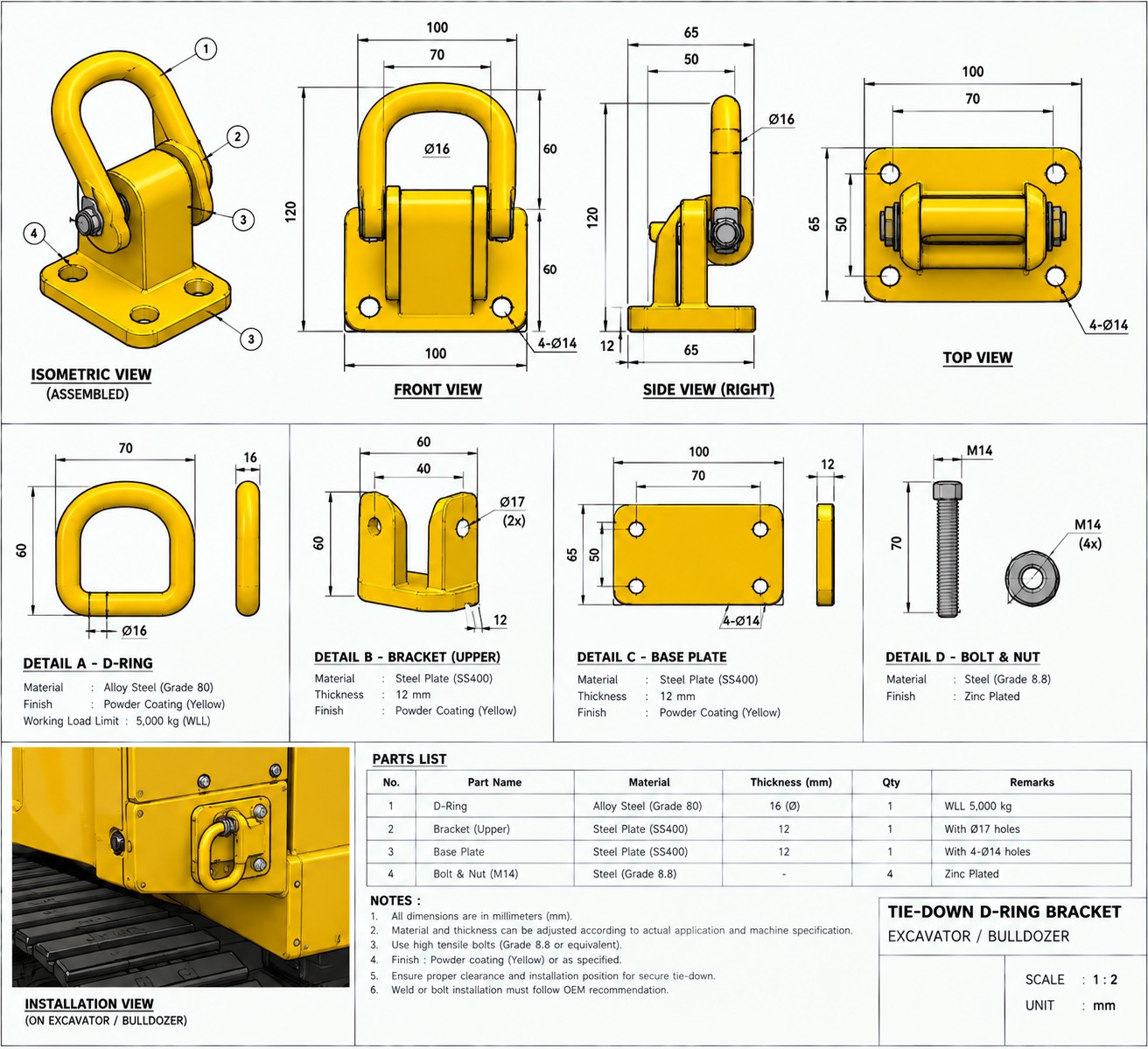 Tie Down D Ring Bracket