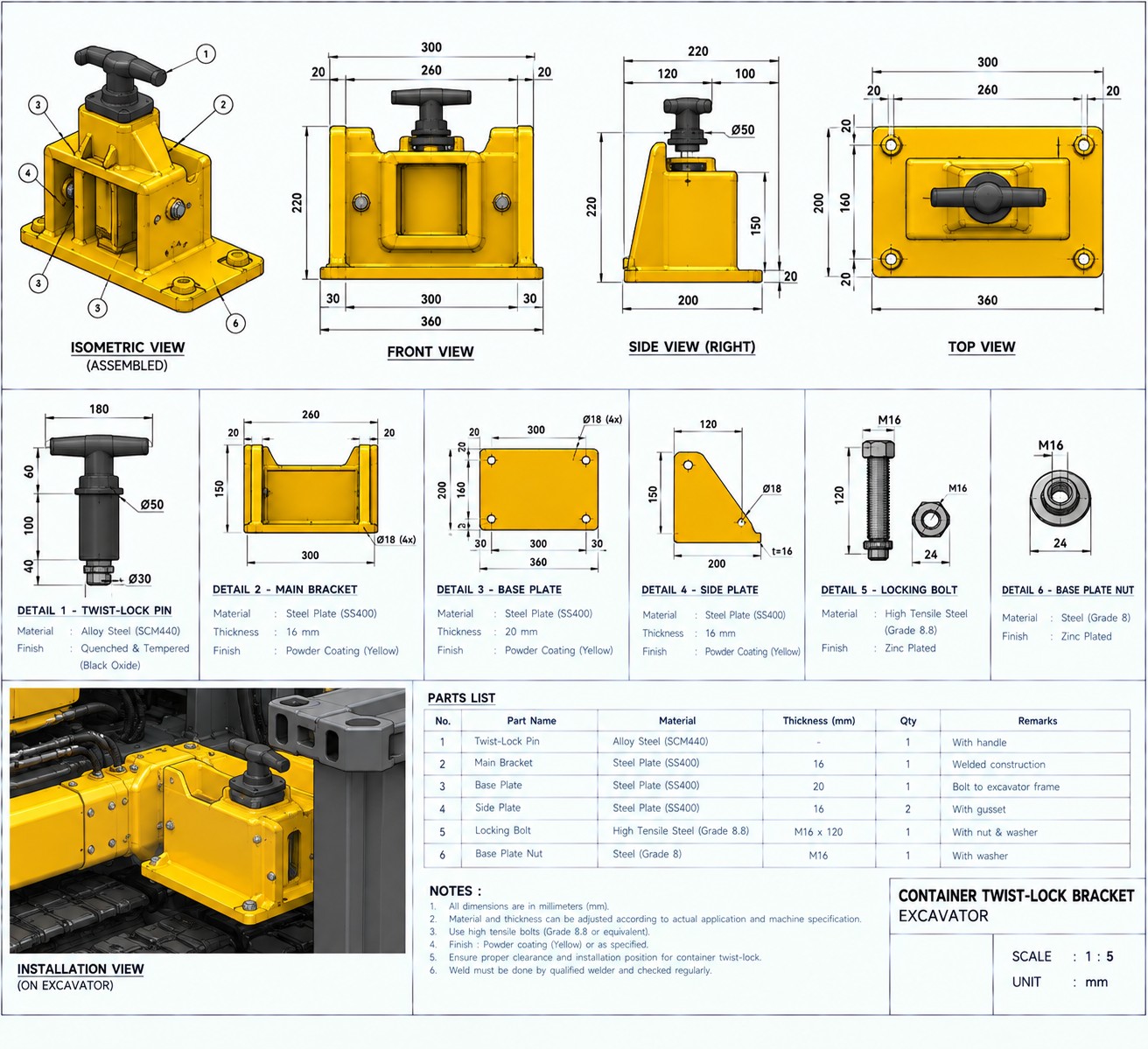 Container Twist-Lock Bracket