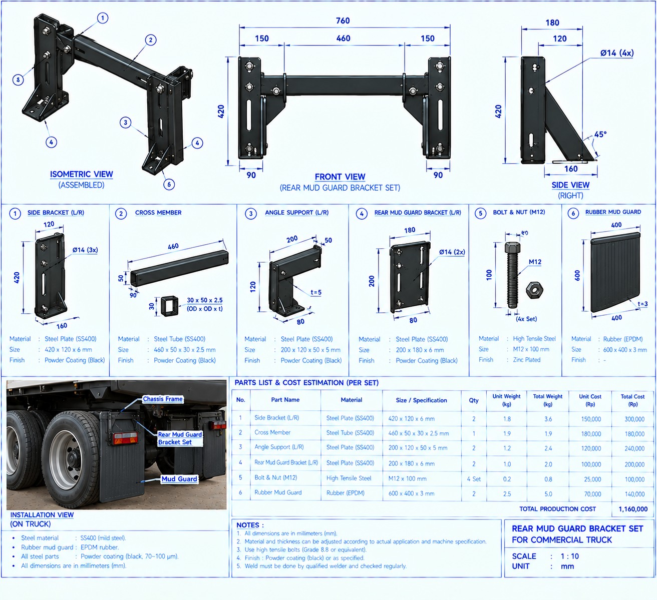 Rear Mud Guard Bracket Set